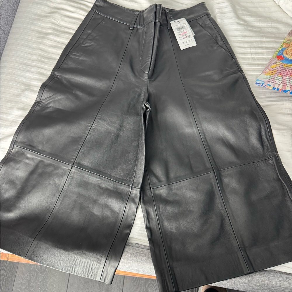 Black Leather Culotte Pants